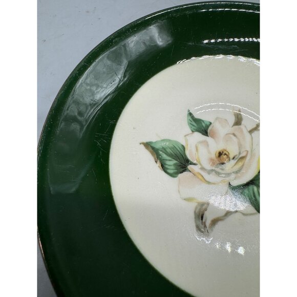 Jade Rose Crooksville Magnolia Green Trimmed Porcelain Bread Plates Set 2 READ - Picture 7 of 13